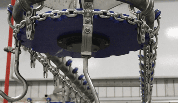 Thumbnail for Marel unveils maintenance-free stainless-steel chain for meat processing lines